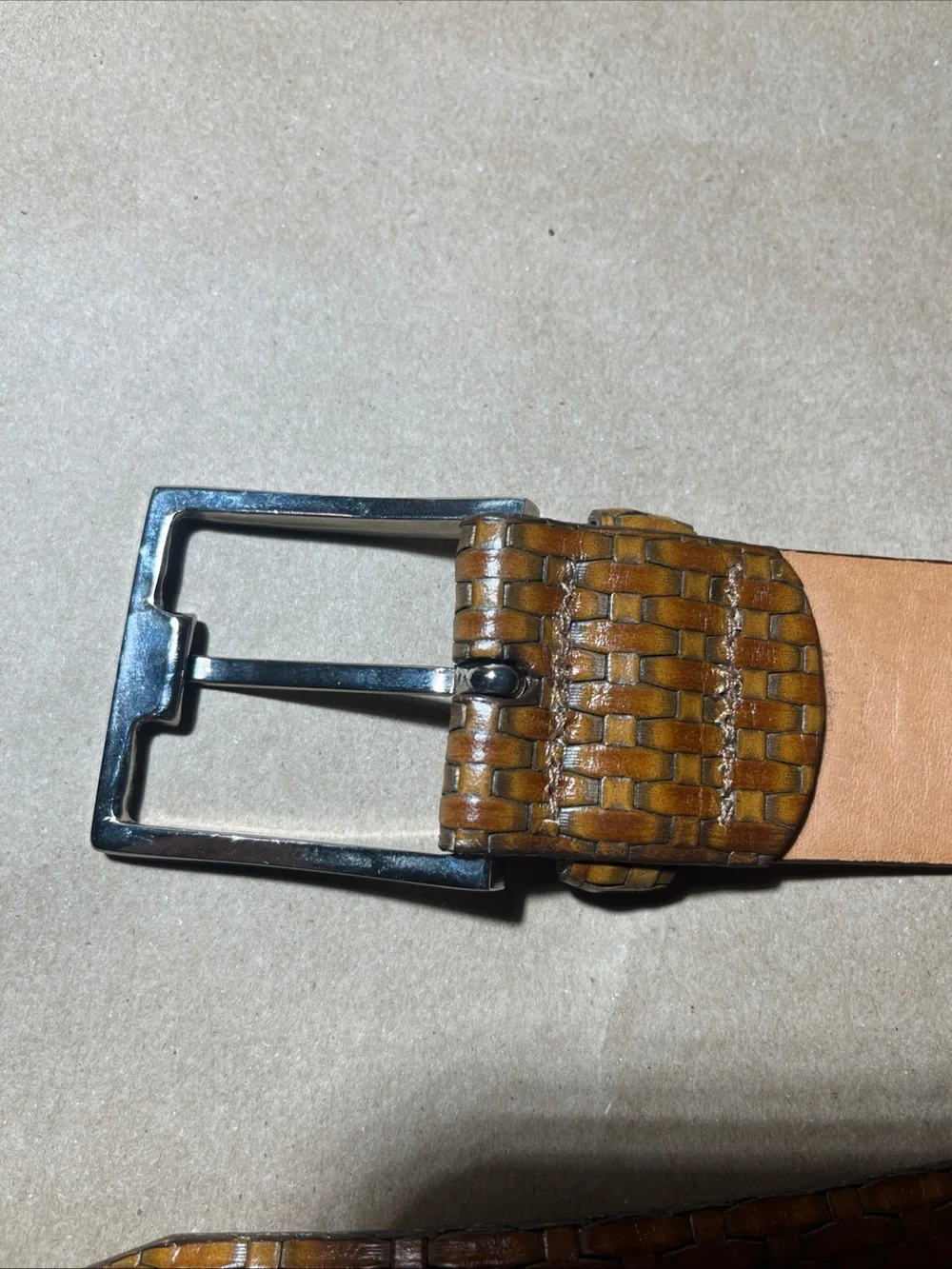 Martin Dingman Made by Hand in America Leather Belt 38 Brown Basketweave